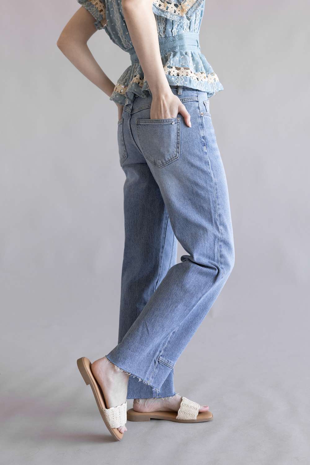 Mica Mid-Rise Medium Wash Clean Straight Leg Jeans for Women