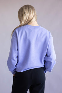 The North Face Oversized Simple Dome Fleece Sweatshirt for Women in Periwinkle Glow