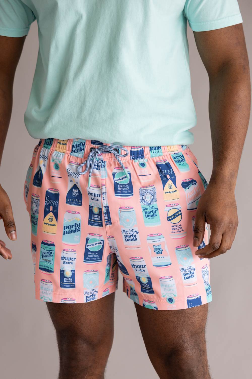 Party Pants King of Rizz Swim Shorts for Men in Cyan