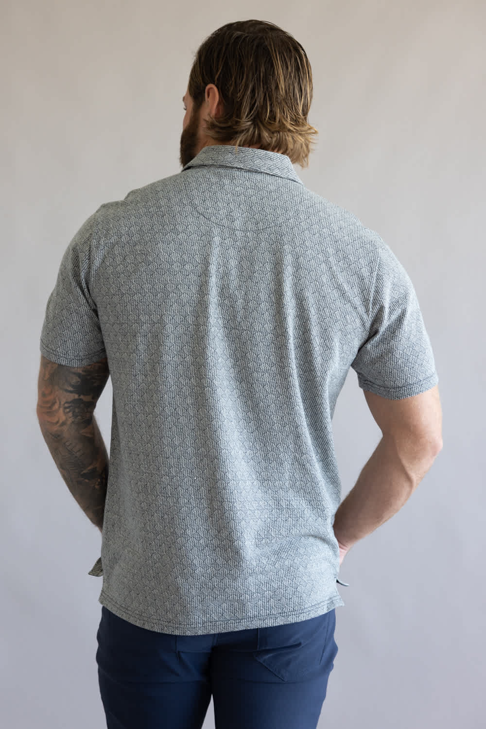 Weatherproof Vintage Jacquard Polo Shirt for Men in Navy