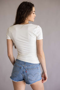 Double Layer V-Neck Top for Women in Ivory