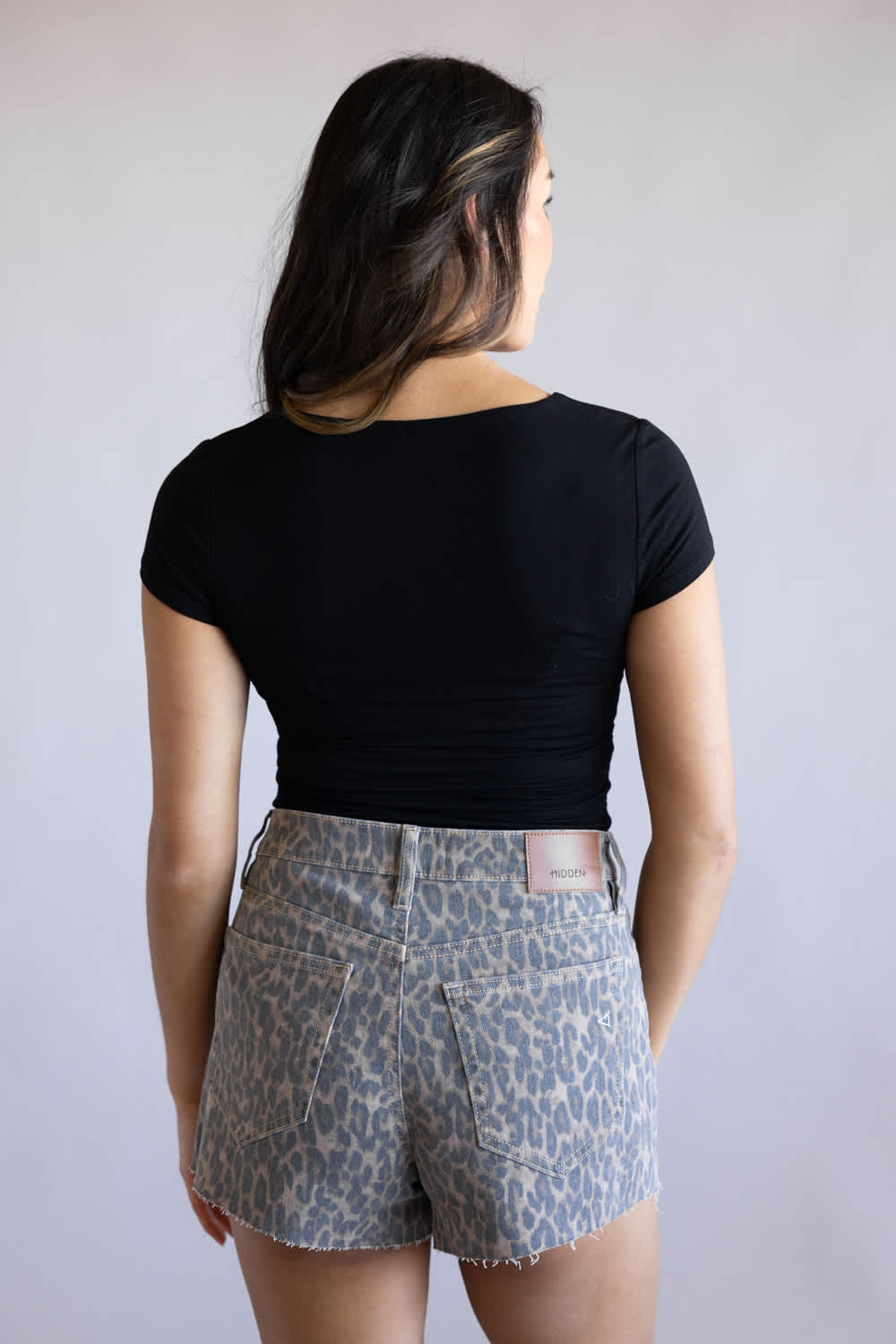 Seamless Double Layer Knit T-Shirt for Women in Black