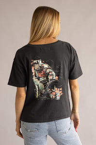 C&C California Toni Seaside Town Boxy Crew Tee for Women in Black 