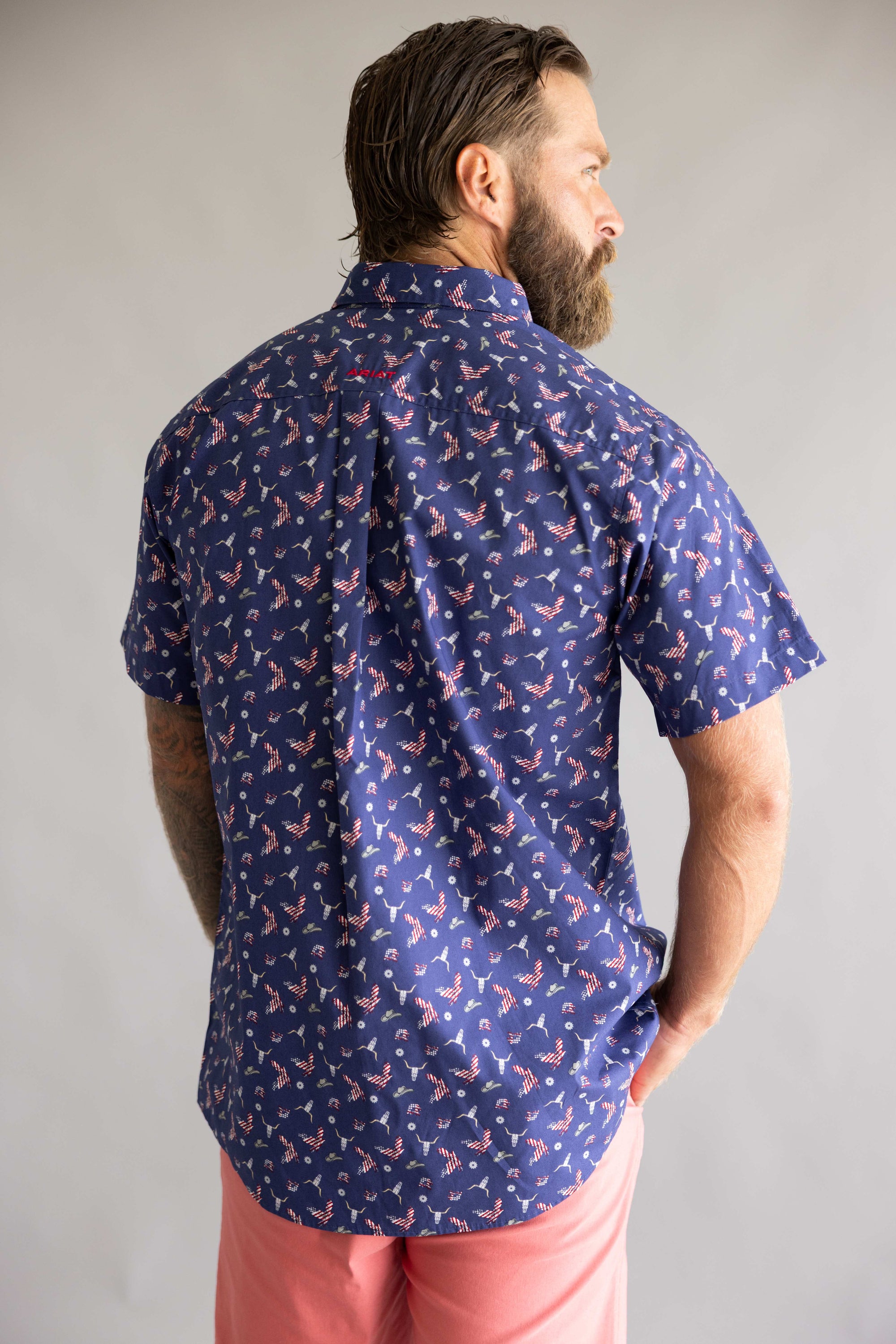 Ariat Berne Fitted Shirt for Men in Blue Americana
