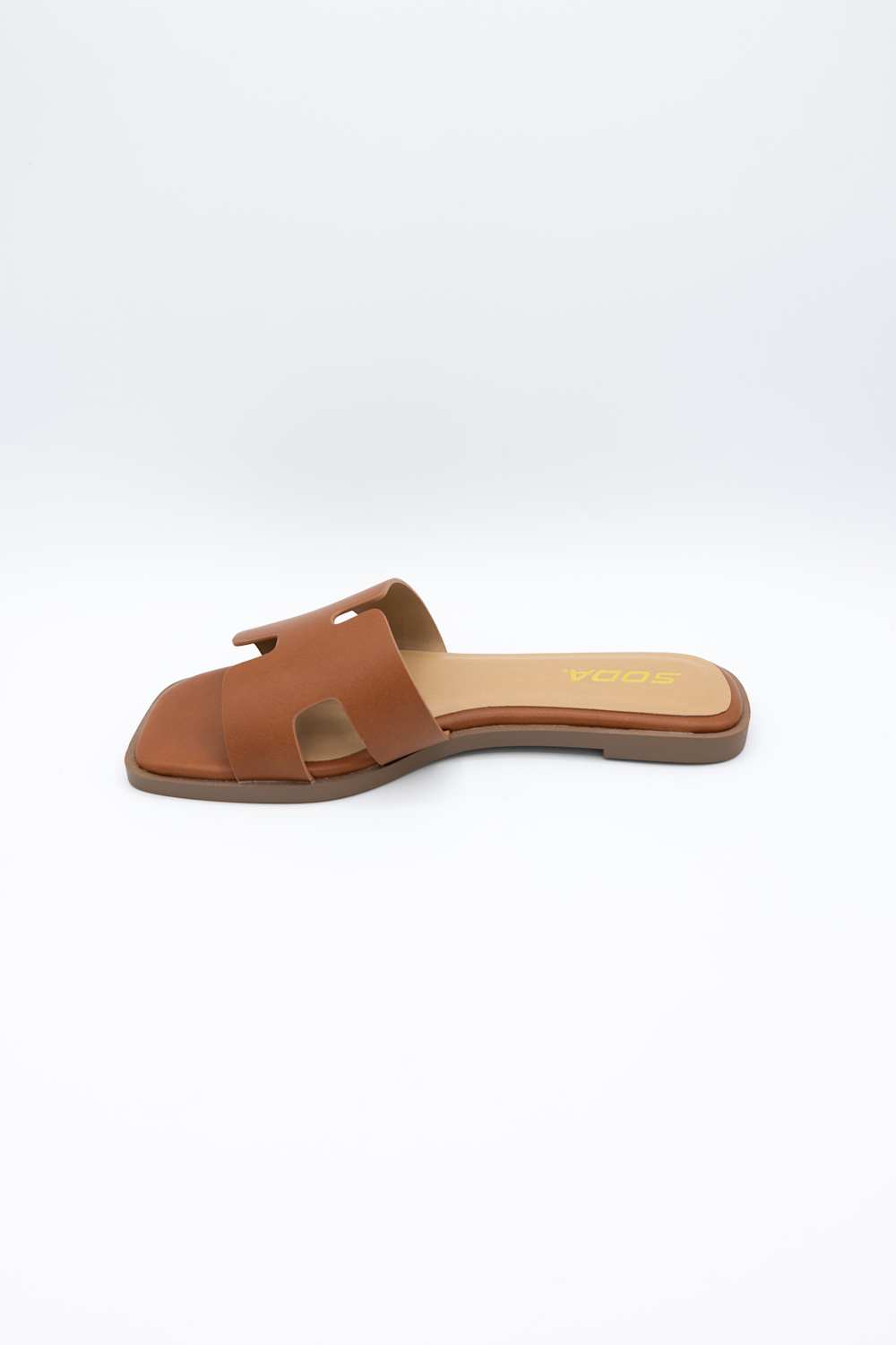 Soda Knit H-Band Slide Sandals for Women in Cognac
