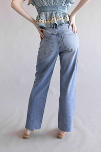 Mica Mid-Rise Medium Wash Clean Straight Leg Jeans for Women
