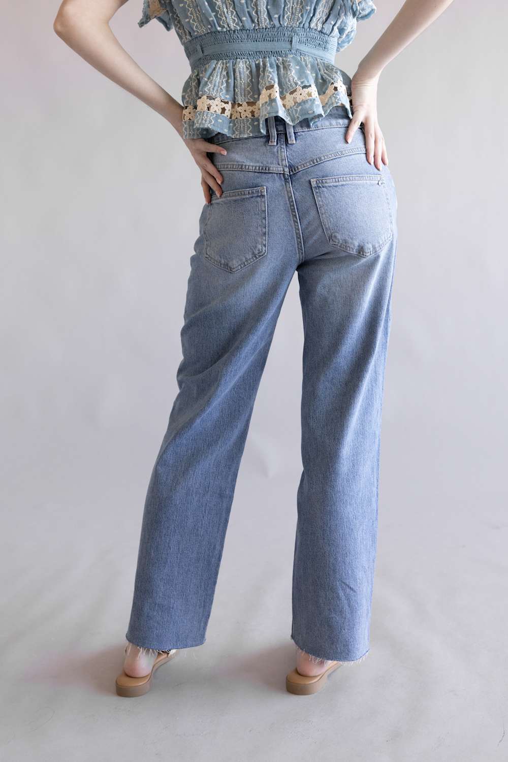 Mica Mid-Rise Medium Wash Clean Straight Leg Jeans for Women