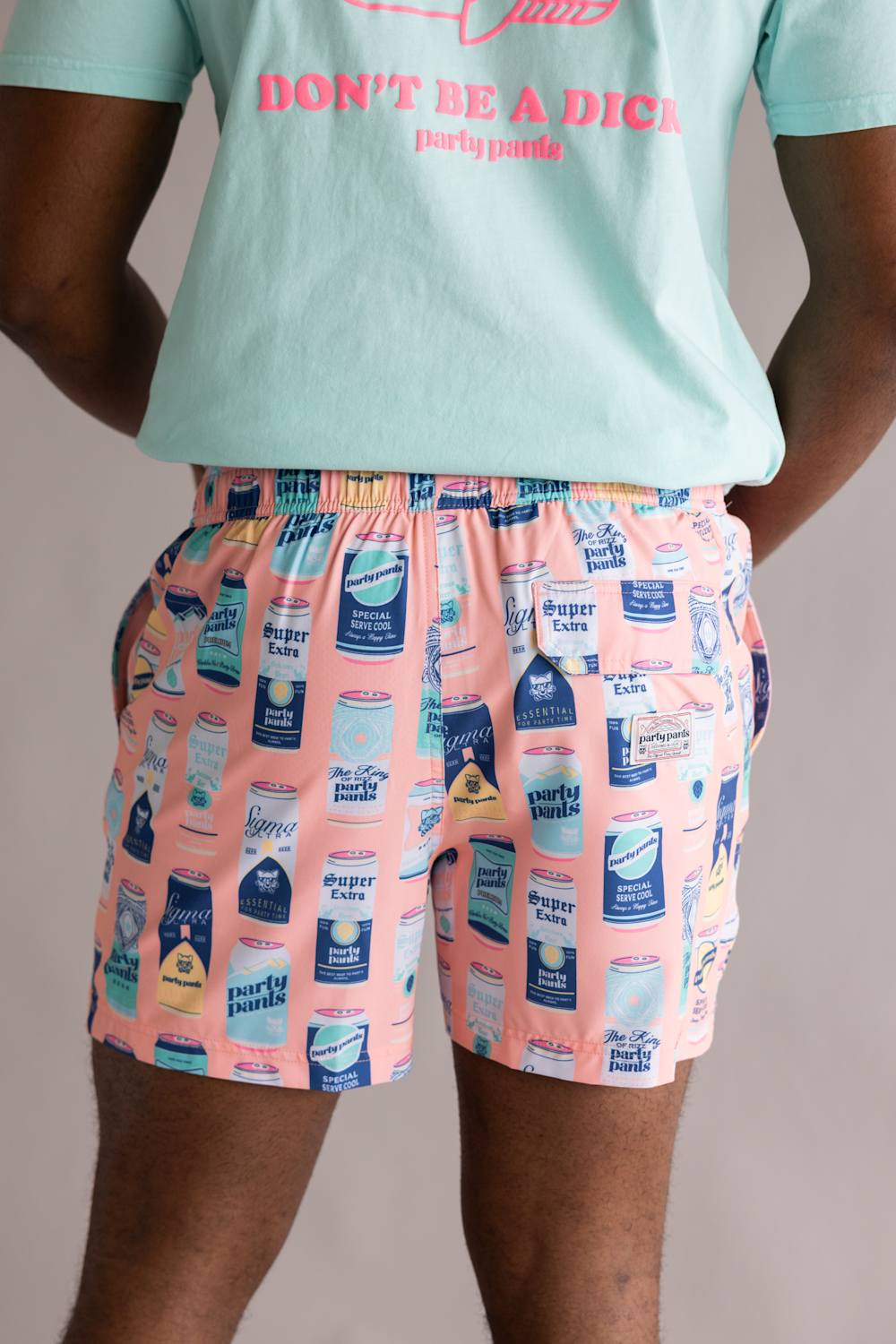 Party Pants King of Rizz Swim Shorts for Men in Cyan