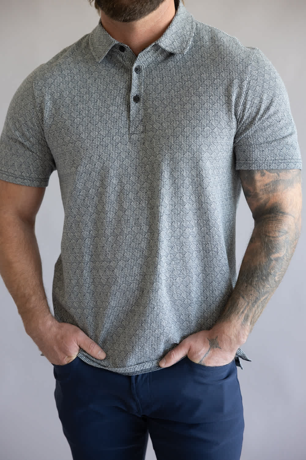 Weatherproof Vintage Jacquard Polo Shirt for Men in Navy