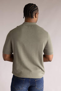 Weatherproof Vintage Pointelle Sweater Polo for Men in Grape Leaf