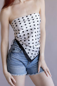 Polka Dot Silk Scarf for Women in Black/White