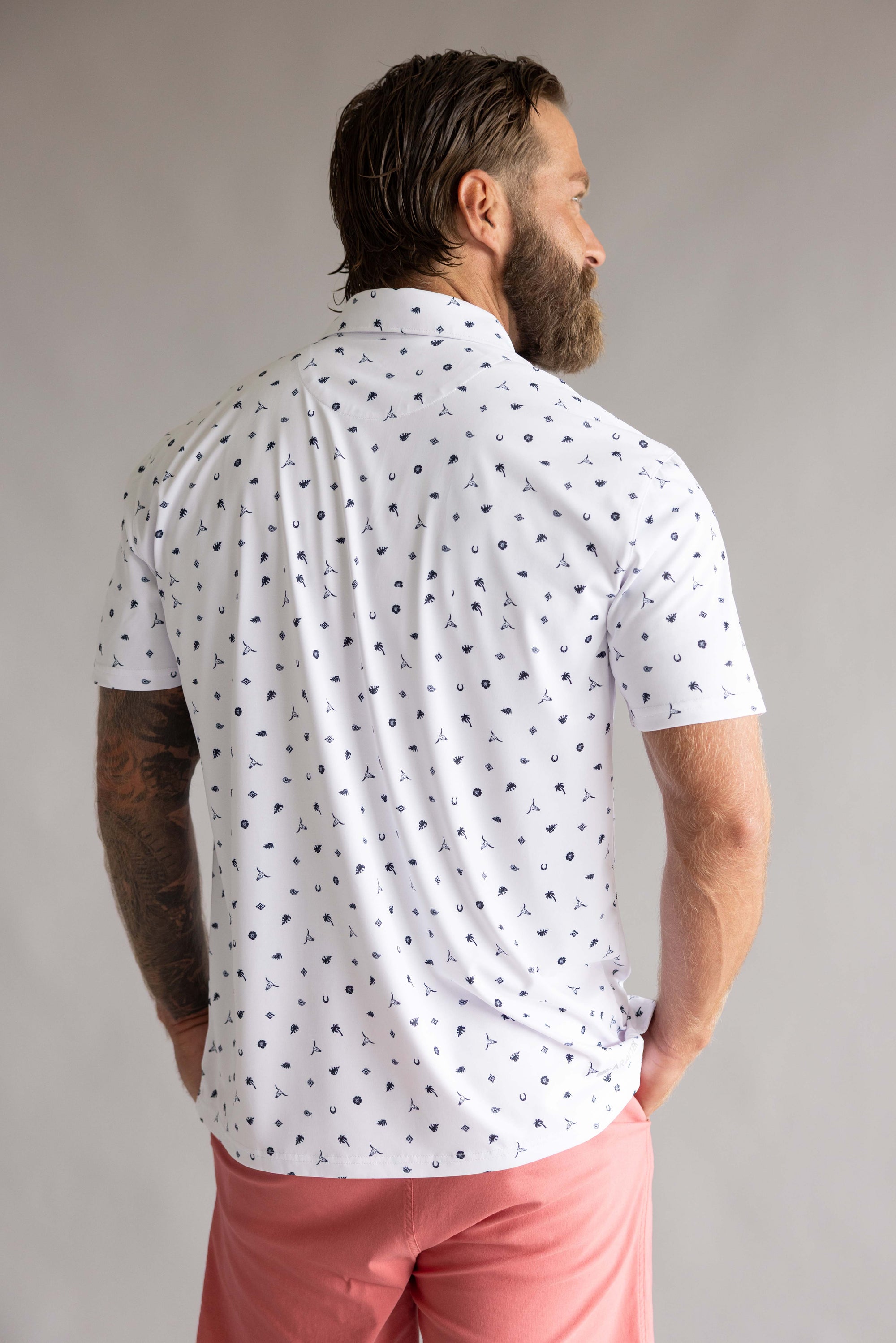 Ariat Tek Polo Shirt for Men in White Western Print