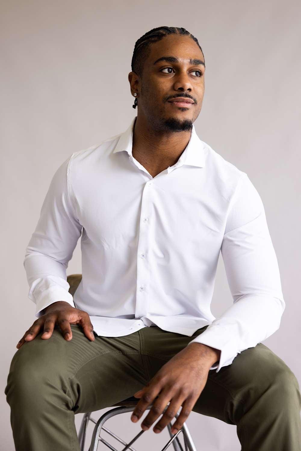 Denim & Flower Dressy Tech Stretch Shirt for Men in White 