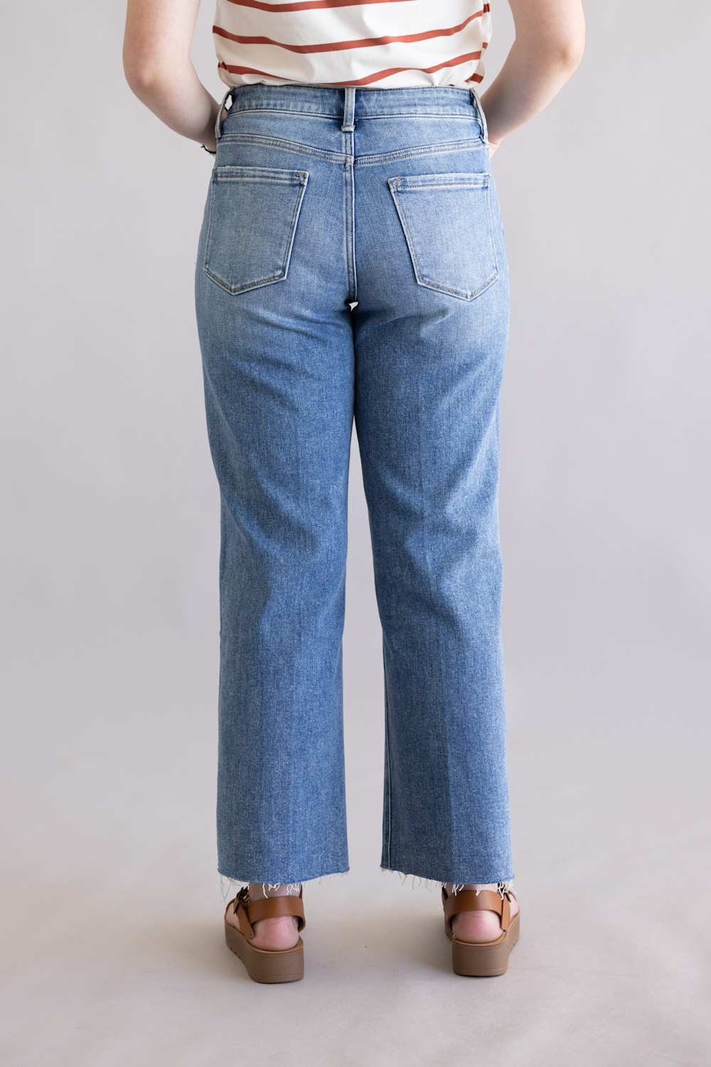 Flying Monkey High Rise Distressed Slim Wide Leg Jeans for Women