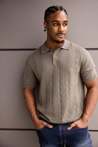 Weatherproof Vintage Pointelle Sweater Polo for Men in Grape Leaf