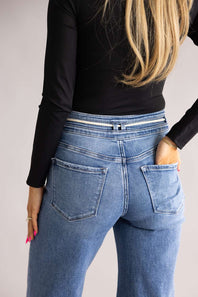 Vervet High-Rise Drawstring Wide Leg Jeans for Women