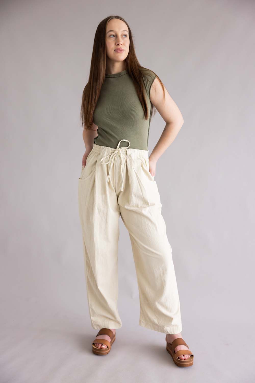 Free People Chambers Laidback Pull-On Pants for Women in Summer Sand