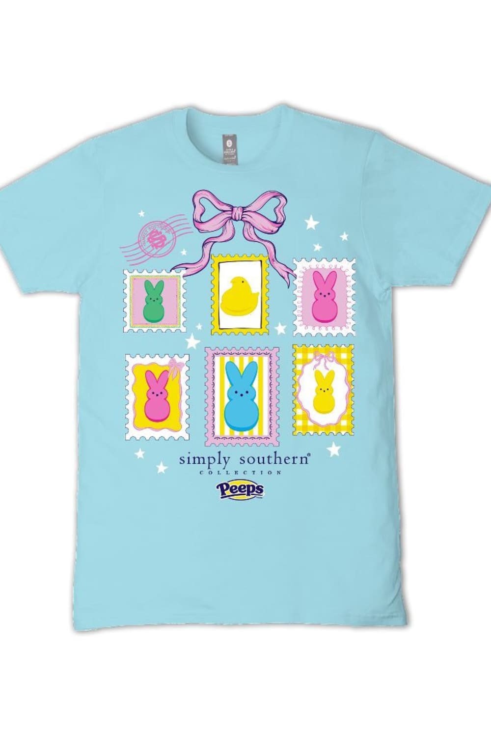 Simply Southern x Peeps Plus Size Stamps T-Shirt for Women in Agean