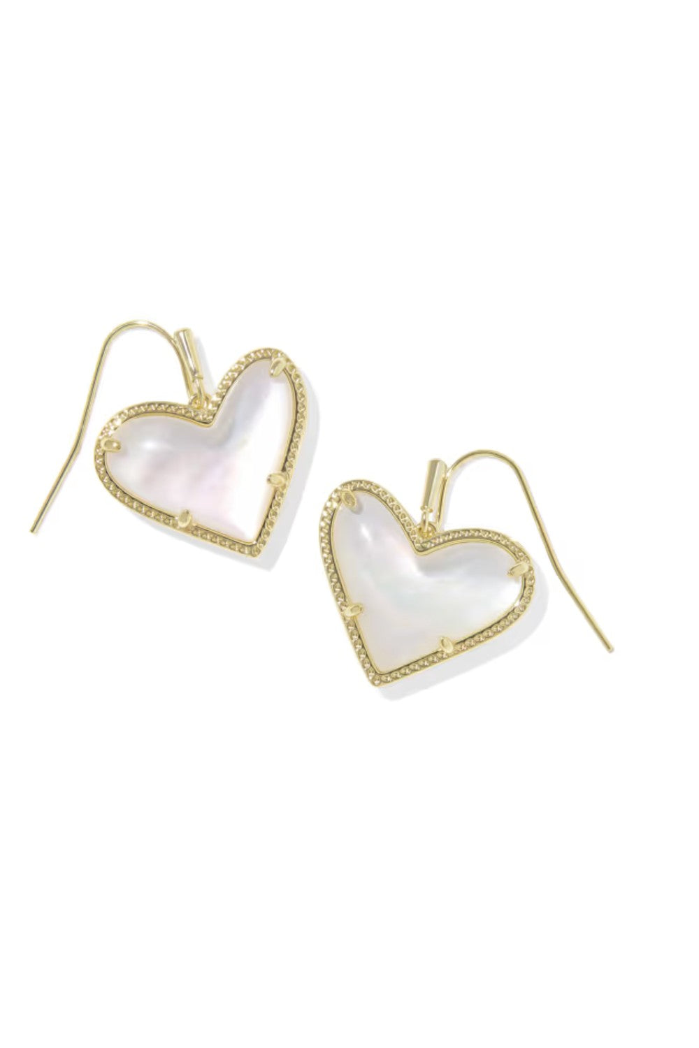 Kendra Scott Ari Heart Statement Gold Drop Earrings in Ivory Mother of Pearl | 9608890722