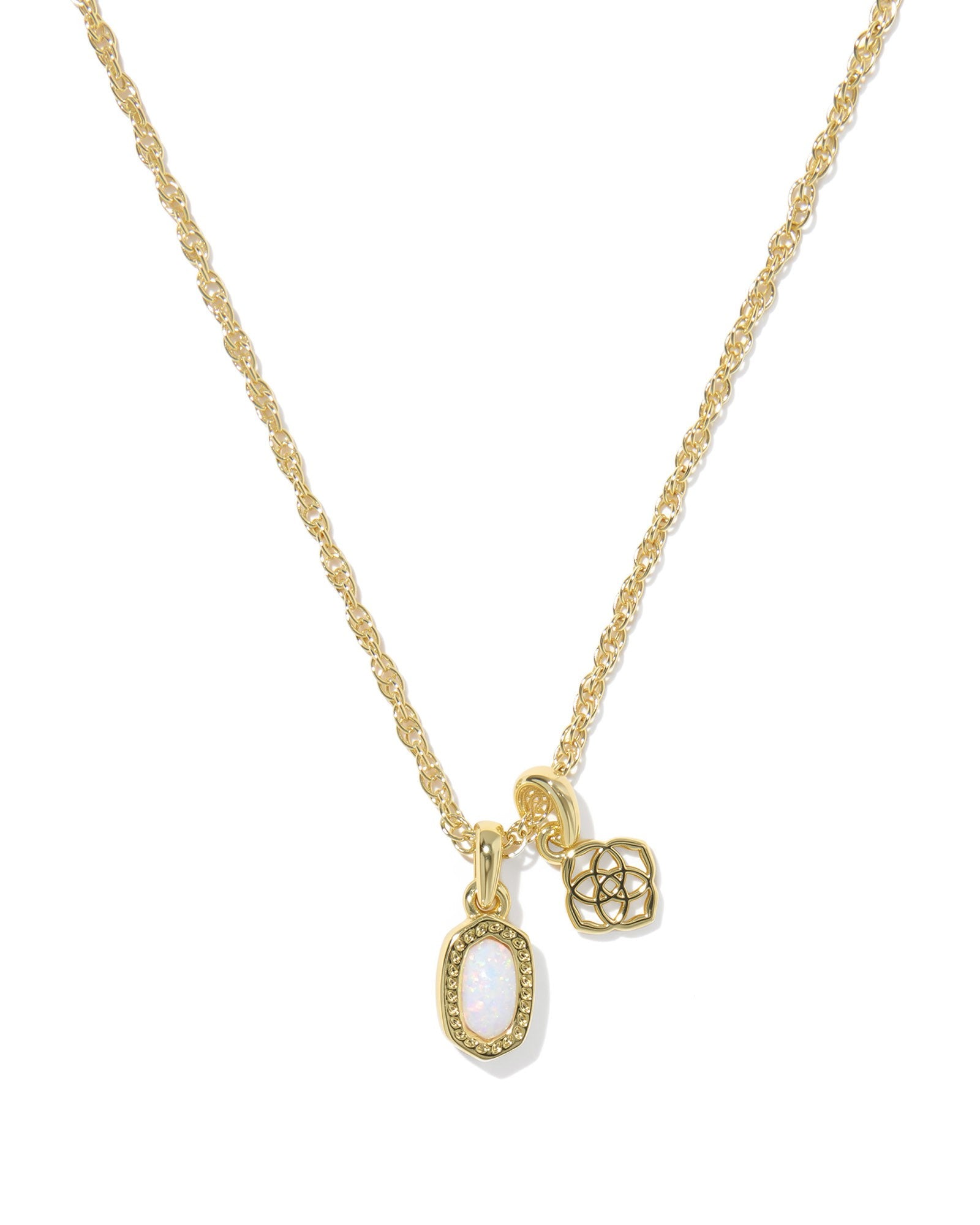 Kendra Scott Mini Elisa Dira Gold Necklace in White Opal | 9608894018