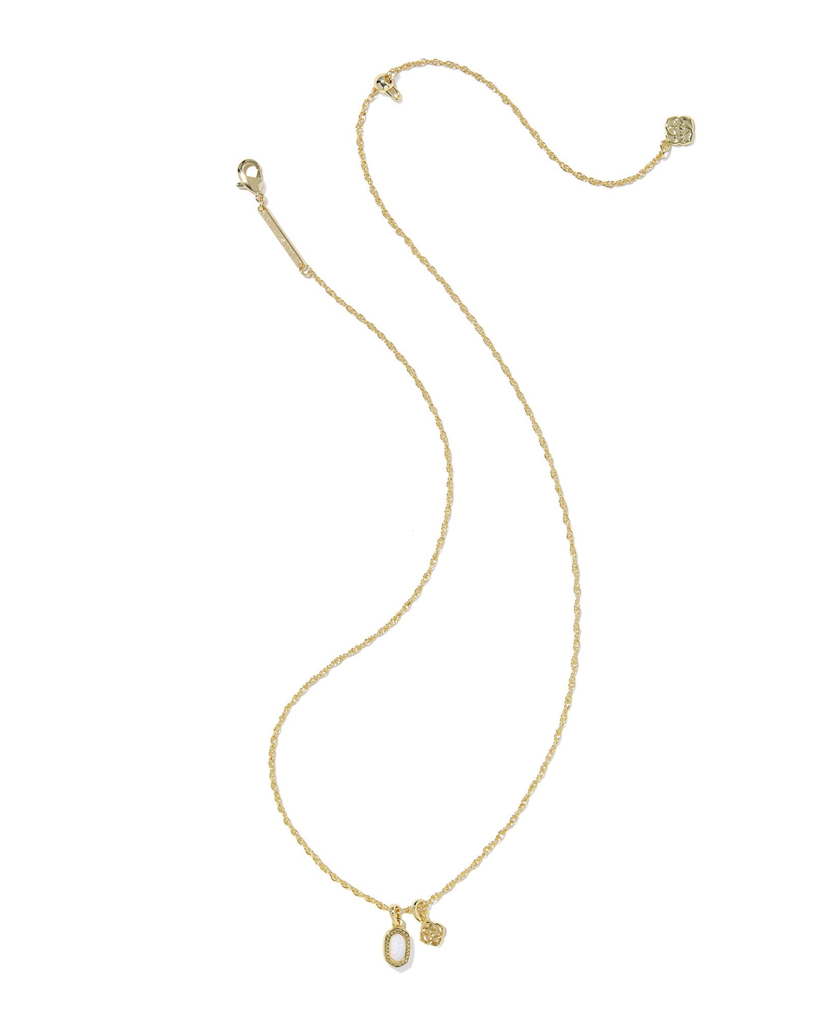 Kendra Scott Mini Elisa Dira Gold Necklace in White Opal | 9608894018