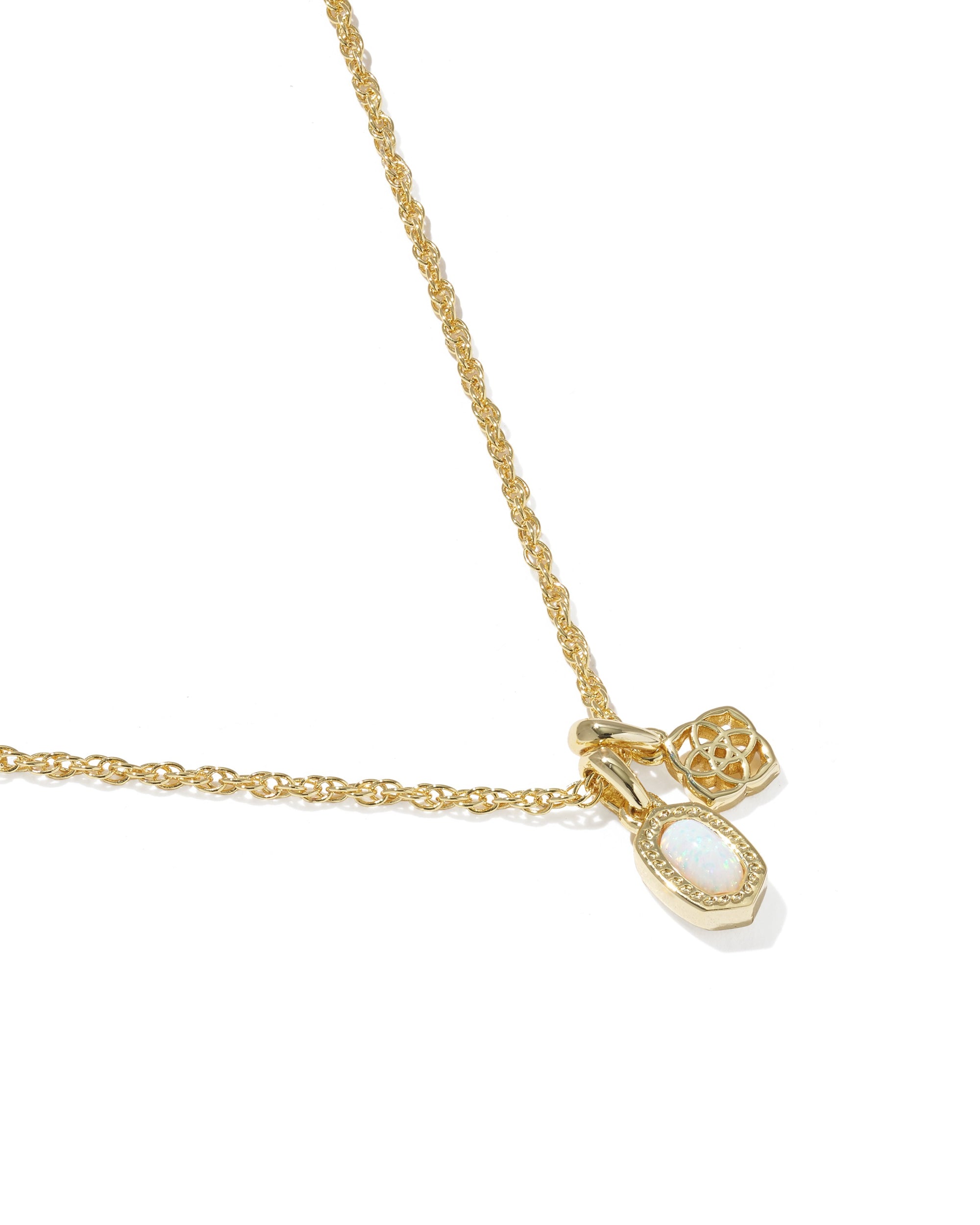 Kendra Scott Mini Elisa Dira Gold Necklace in White Opal | 9608894018