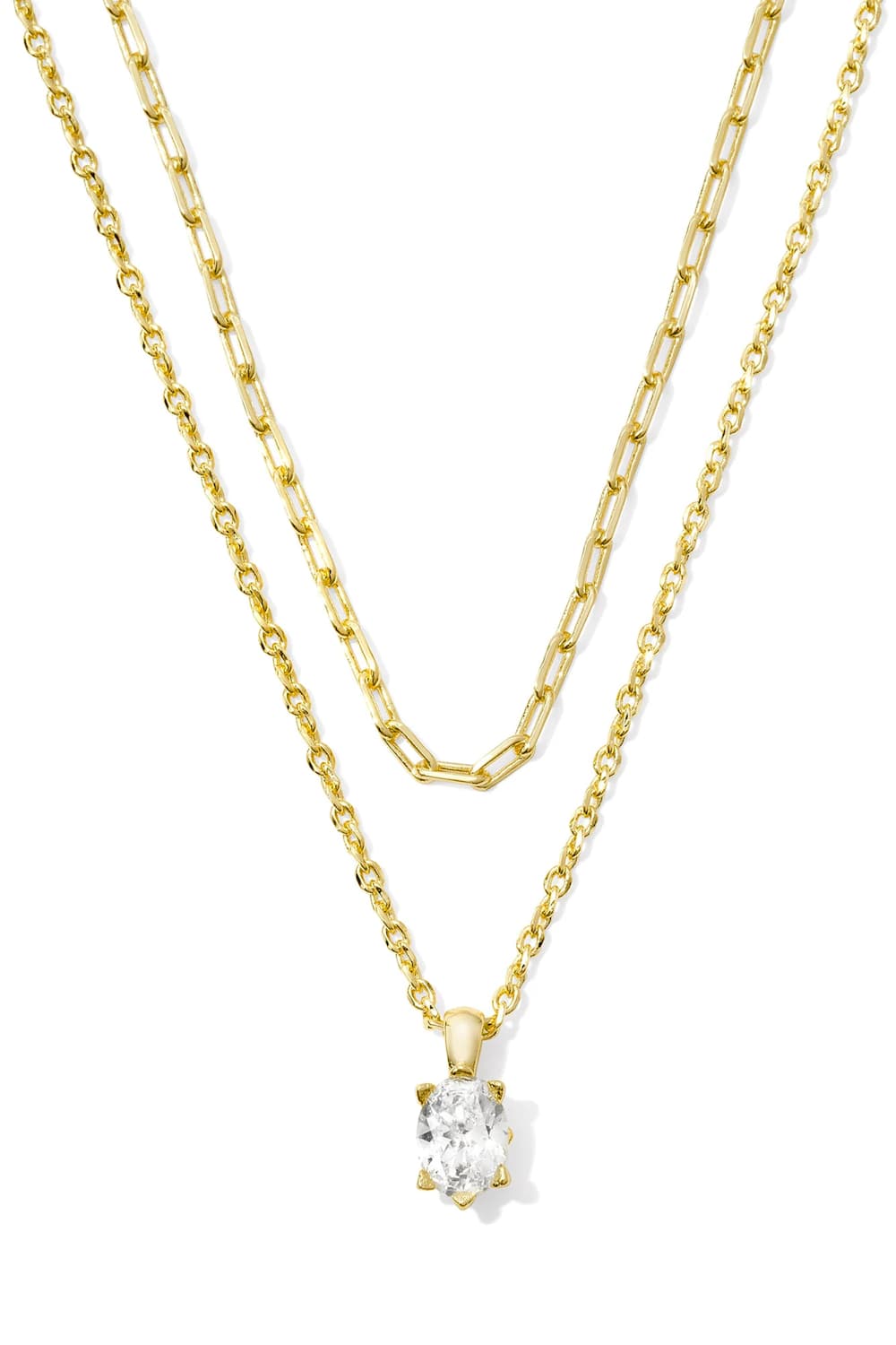 Kendra Scott Gold Cailin Multi Strand Necklace for Women in White Crystal