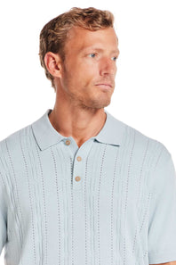 Weatherproof Vintage Pointelle Sweater Polo for Men in Light Blue
