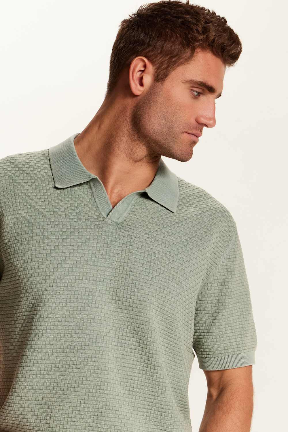 Weatherproof Vintage Stonewash Knit Johnny Collar Polo in Sage