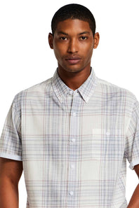 Weatherproof Vintage EOE Cotton Plaid Button Up for Men in White 