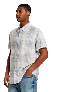 Weatherproof Vintage EOE Cotton Plaid Button Up for Men in White 