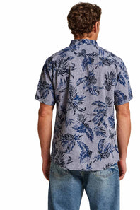 Weatherproof Vintage Cotton Linen Pattern Button Up Shirt for Men in Dress Blue