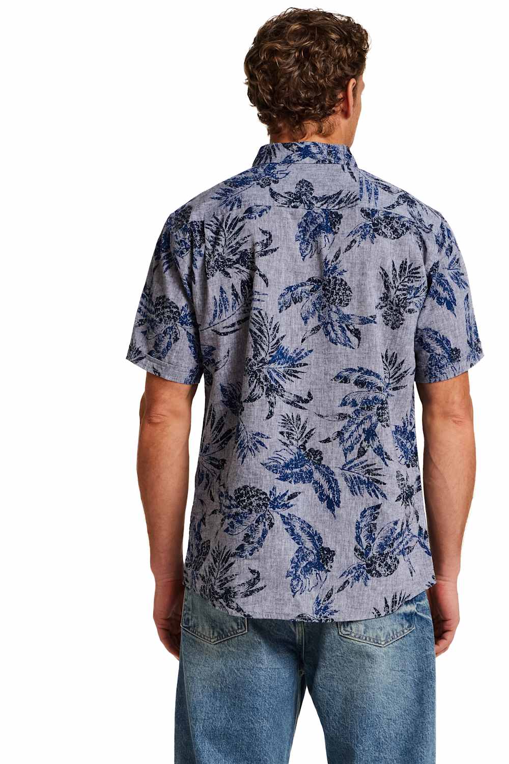 Weatherproof Vintage Cotton Linen Pattern Button Up Shirt for Men in Dress Blue