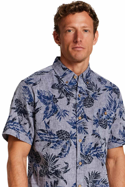 Weatherproof Vintage Cotton Linen Pattern Button Down Shirt for Men in Dress Blue at Glik's , M Weatherproof Vintage Cotton Linen Pattern Button Down Shirt for Men in Dress Blue at Glik's , M