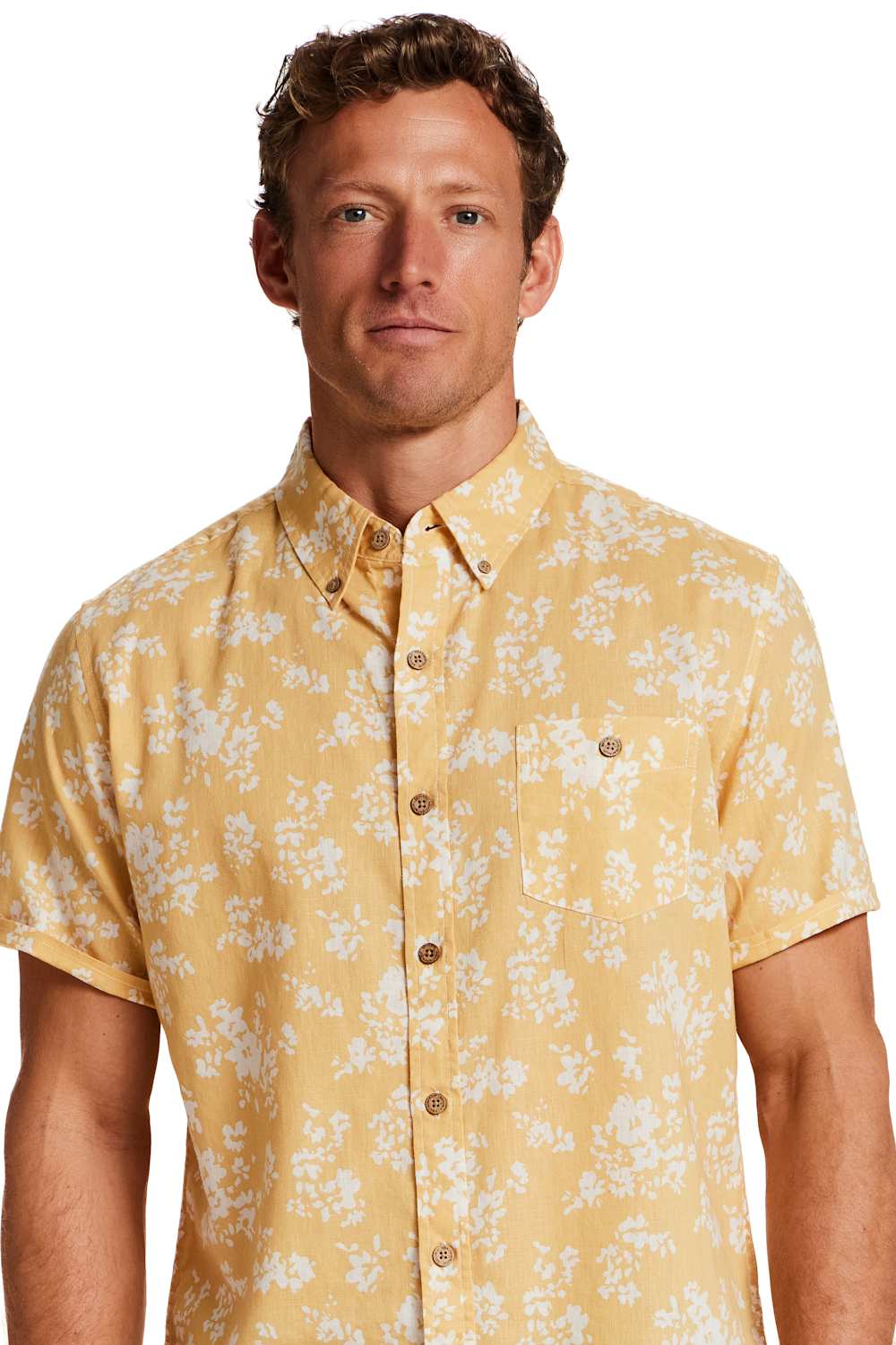 Weatherproof Vintage Cotton Linen Pattern Button Down in Misted Yellow Glik's Weatherproof Vintage Cotton Linen Pattern Button Down in Misted Yellow Glik's