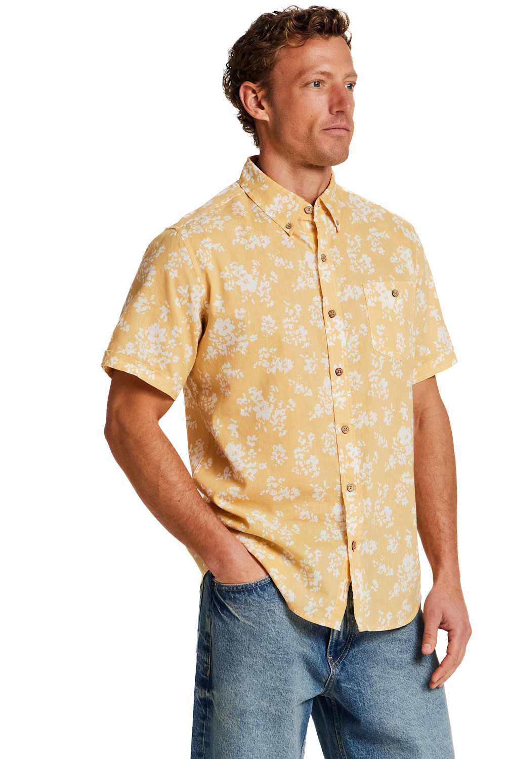 Weatherproof Vintage Cotton Linen Pattern Button Down in Misted