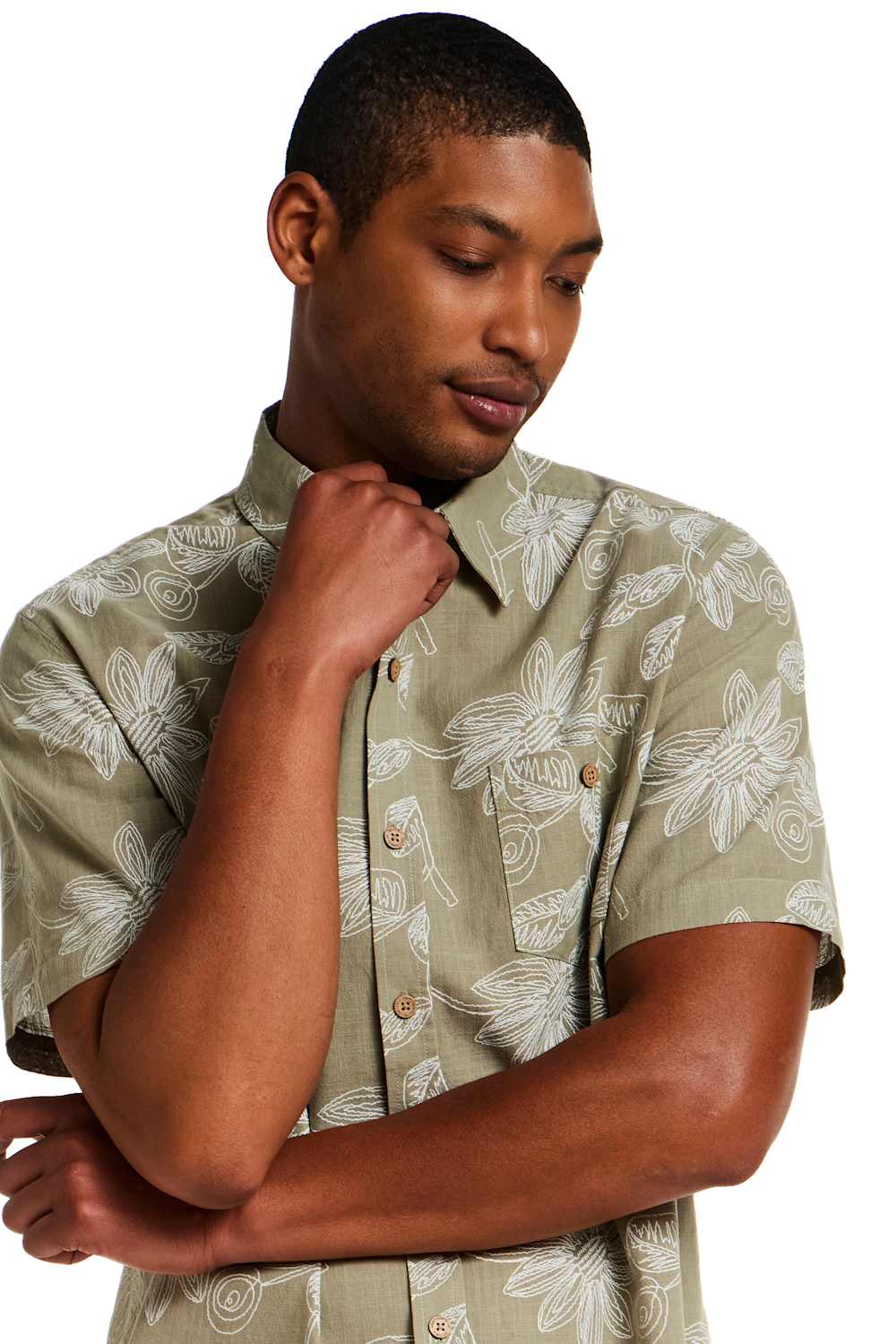 Weatherproof Vintage Cotton Pattern Button Up Shirt for Men in Sea Grass