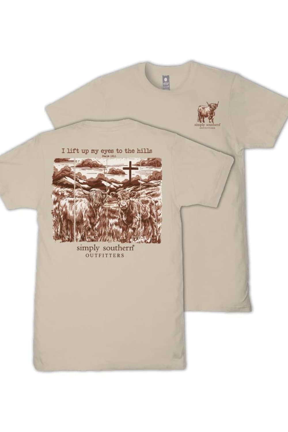 Simply Southern Lift My Eyes to the Hills T-Shirt for Women in Clay