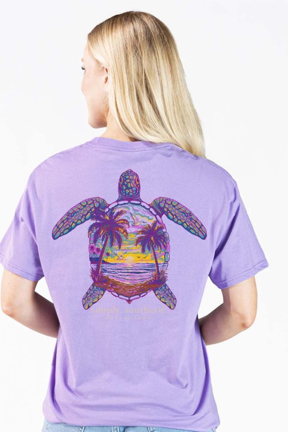  Simply Southern Sunset Turtle T-Shirt for Women in Grape 