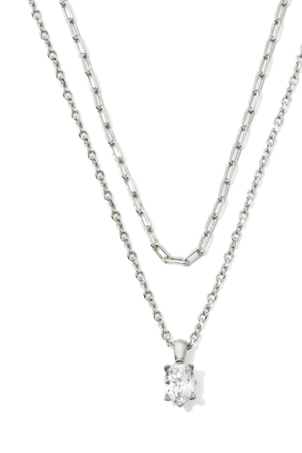 Kendra Scott Silver Cailin Multi Strand Necklace for Women in White Crystal