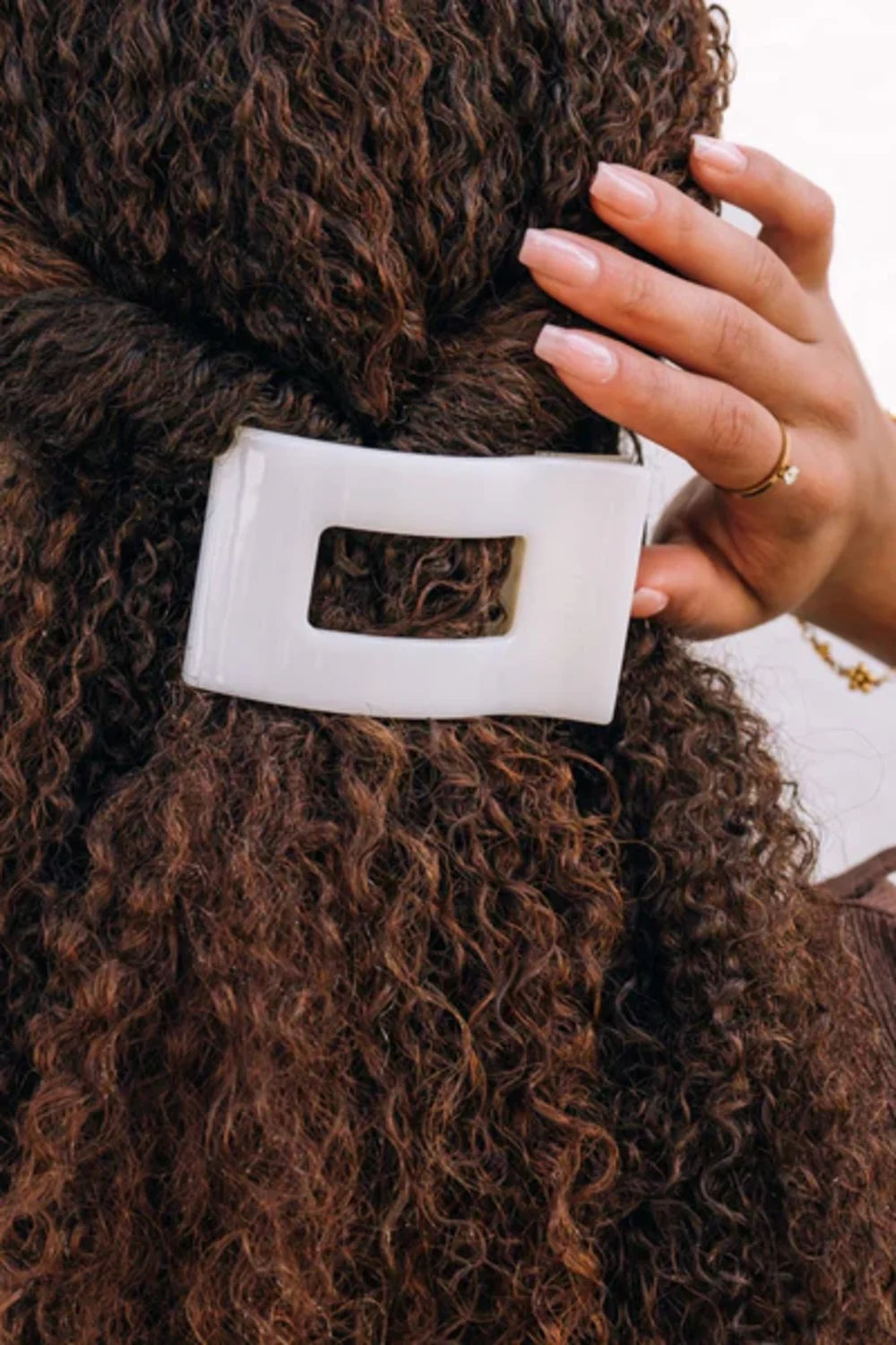 Teleties Medium Flat Rectangle Clip in Coconut White 