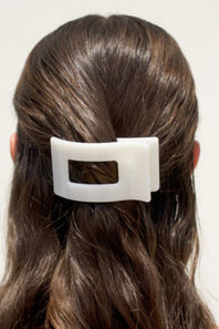 Teleties Small Flat Rectangle Clip in Coconut White 