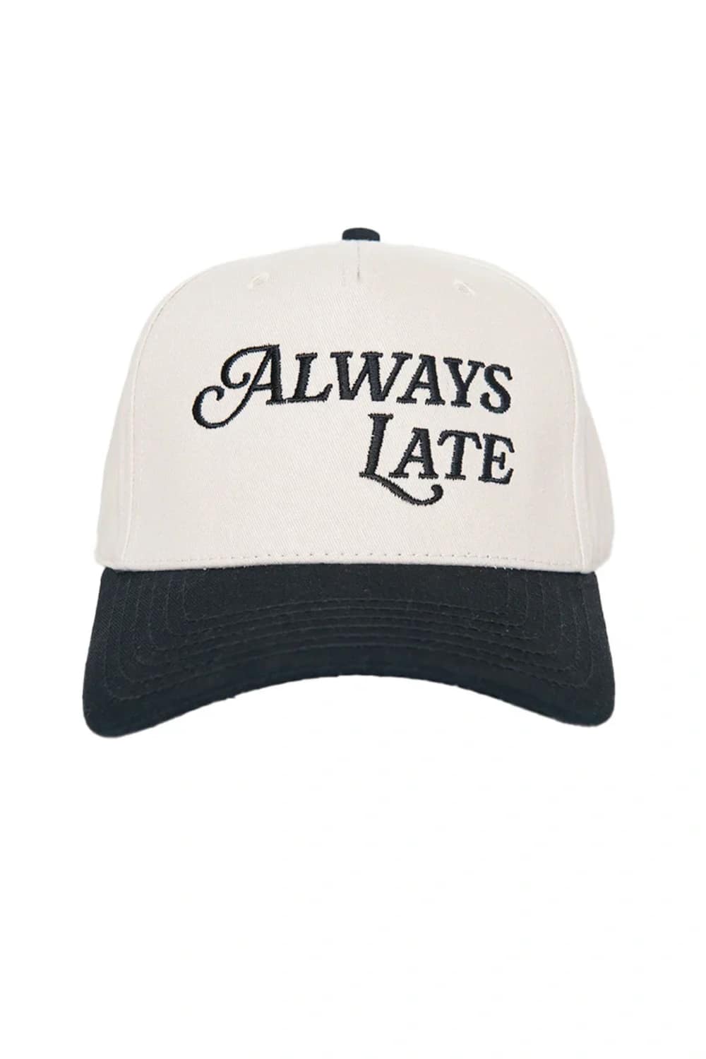  Always Late Trucker Hat for Women in Black/Tan 