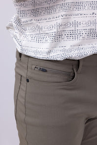 Copper & Oak Faille 5 Pocket Pants for Men in Green Mushroom