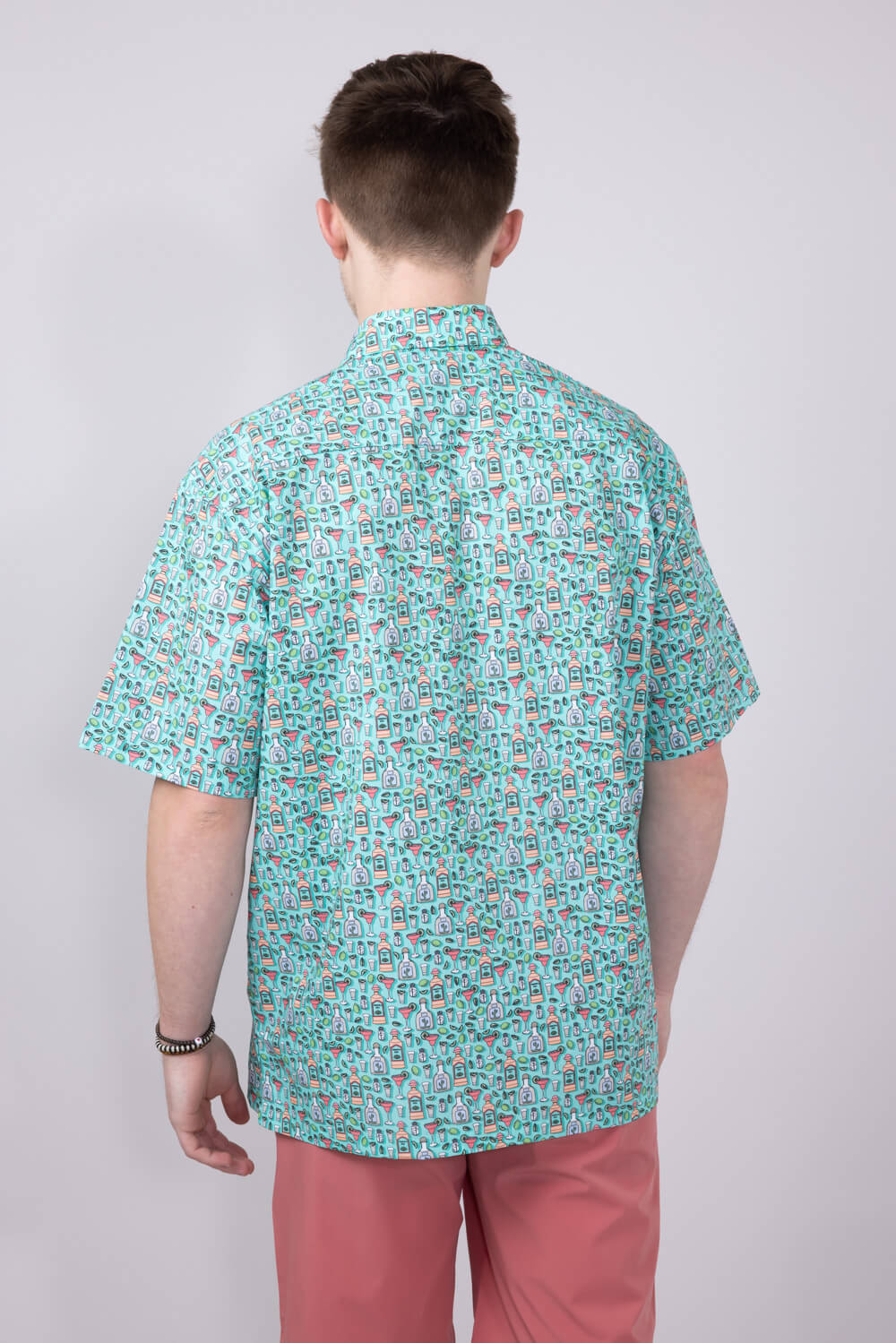 Cotton Button Down Tequila Shirt for Men in Aqua