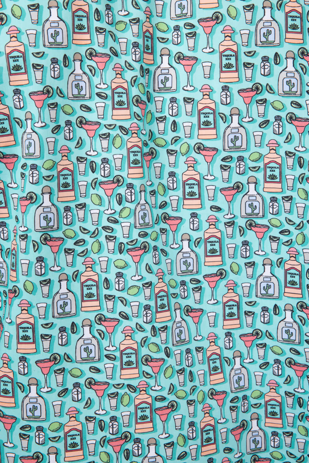 Cotton Button Down Tequila Shirt for Men in Aqua