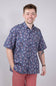 Cotton Button Down Tequila Shirt for Men in Navy