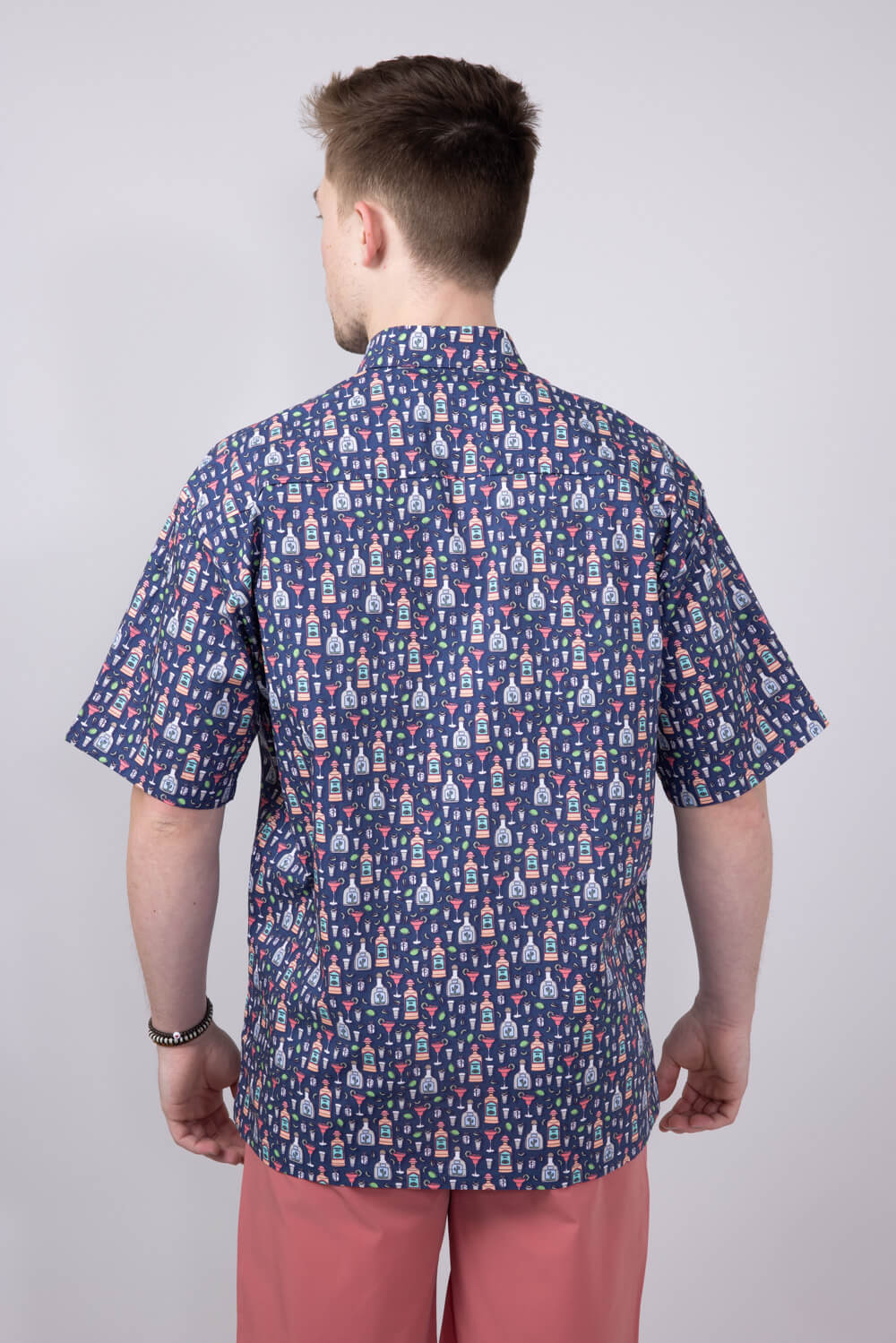 Cotton Button Down Tequila Shirt for Men in Navy