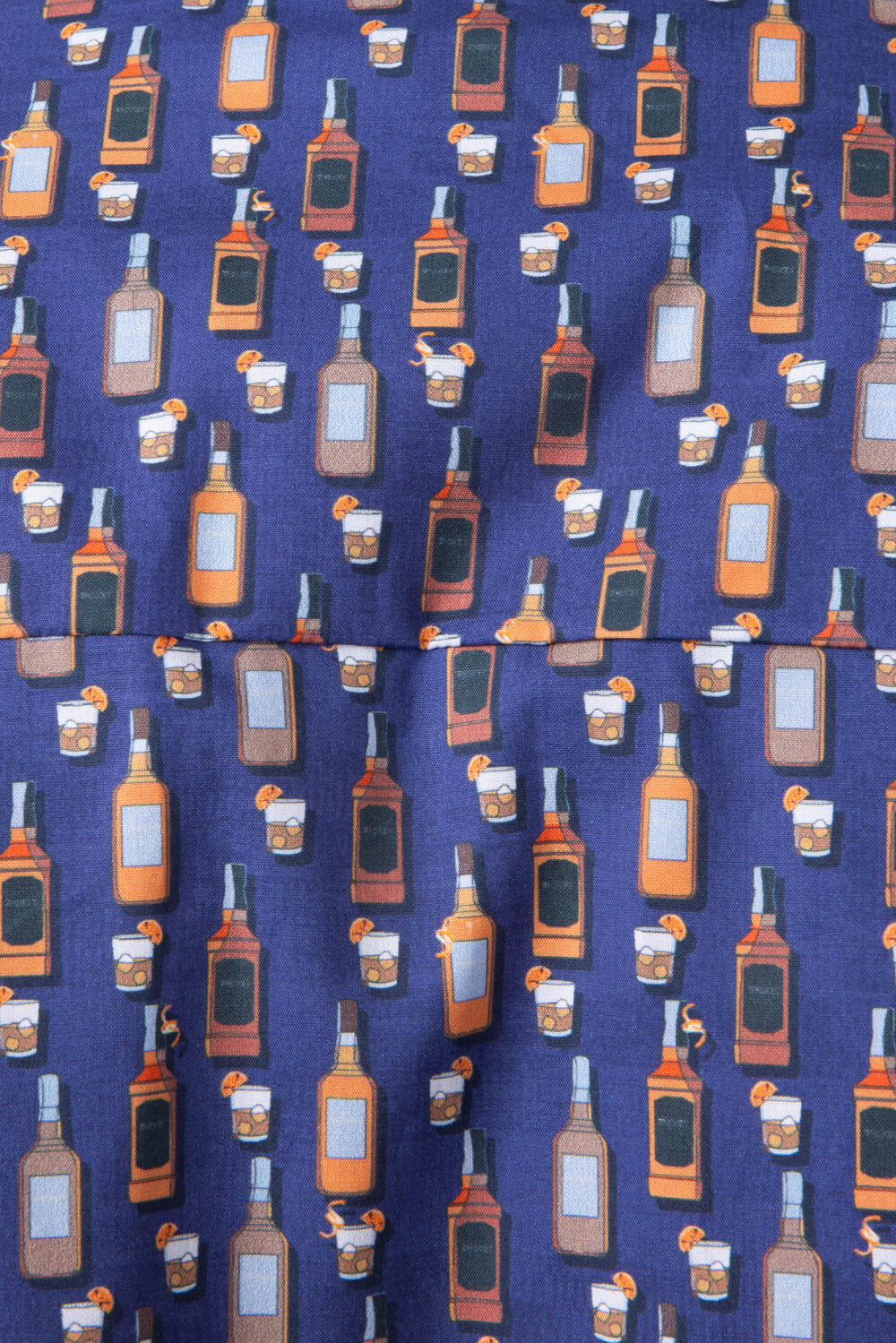Cotton Button Down Whiskey Shirt for Men in Navy