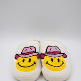 Cowboy Smiley Slippers for Women in White